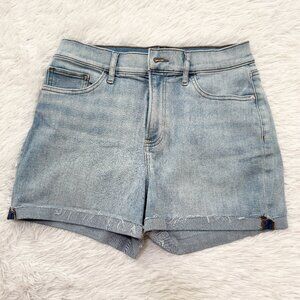Women Express Shortie High Rise Denim Short in Light Blue Size 6